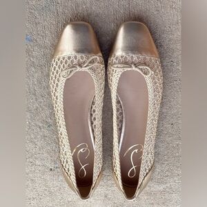 Sam Edelman Gold Woven Ballet Flats